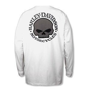 Men’s Harley-Davidson Willie G Skull Long Sleeve Tee | White / Gray | Size 3XL